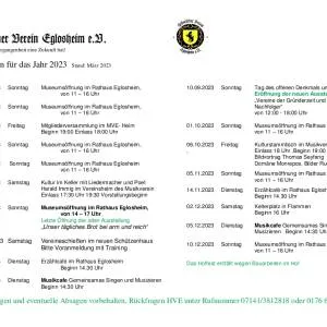 2023 - Terminplan Museum HVE